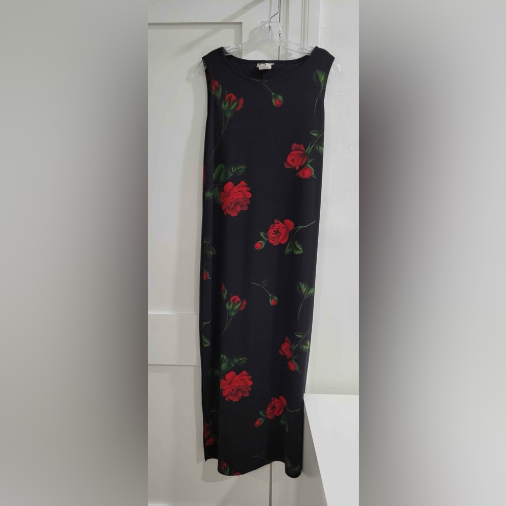 G.A.S. black floral (roses) sleeveless dress